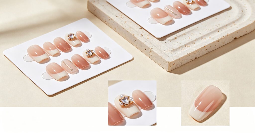 High quality handmade press on nails close‑up craftsmanship