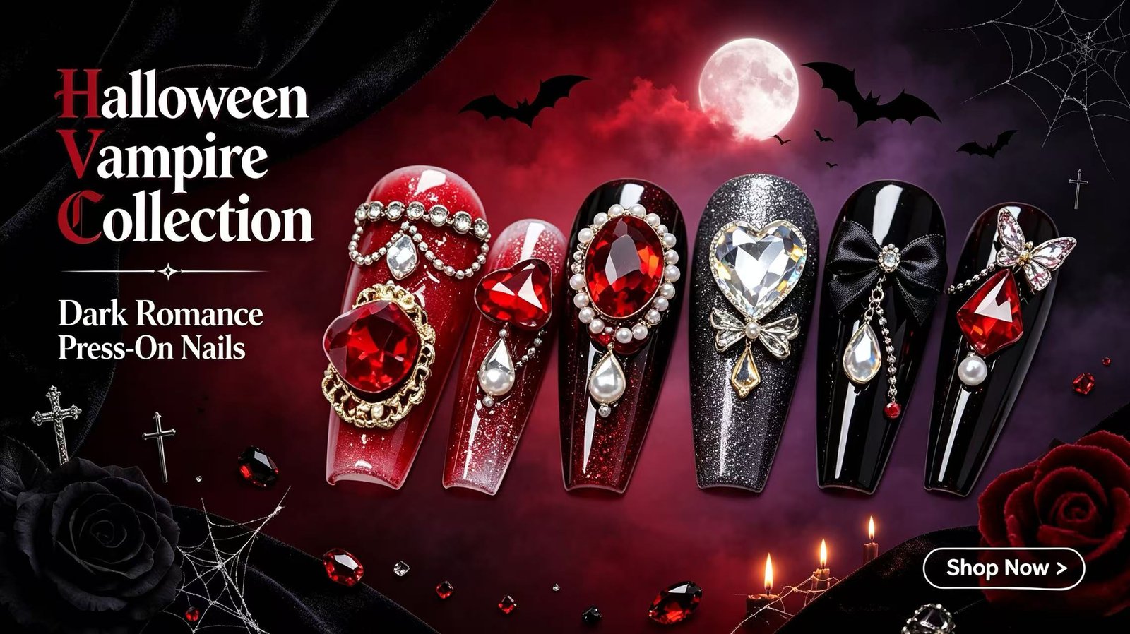 Halloween themed handmade press‑on nails wholesale collection 
