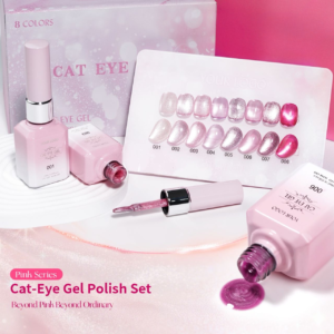 Pink dream cat‑eye gel polish set, romantic pink magnetic uv gel private label wholesale