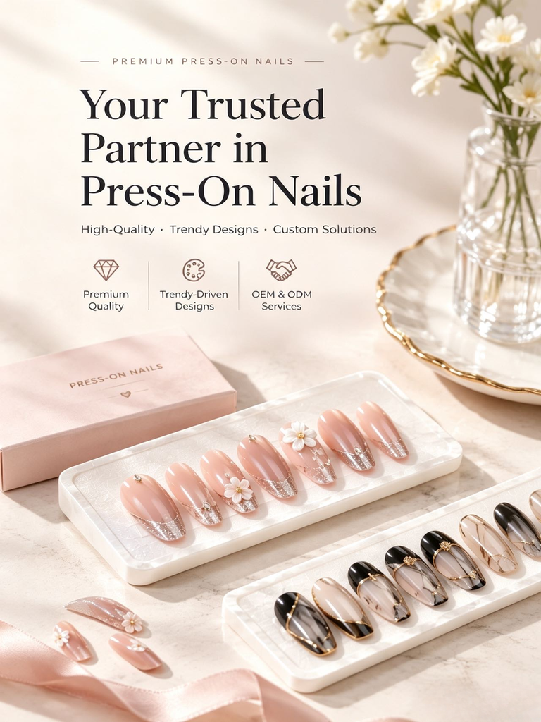 Wholesale handmade press‑on nails OEM ODM supplier banner 