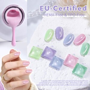 Pastel mermaid cat‑eye gel collection, EU‑certified hema‑free canned uv nail gel wholesale