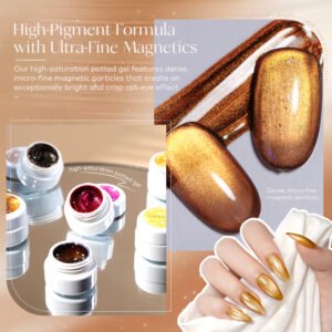 Gilded shine jar cat‑eye gel collection, high‑pigment metallic canned uv nail gel wholesale