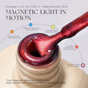 Crimson motion cat‑eye gel, dynamic flowing red magnetic uv gel for salon wholesale private label