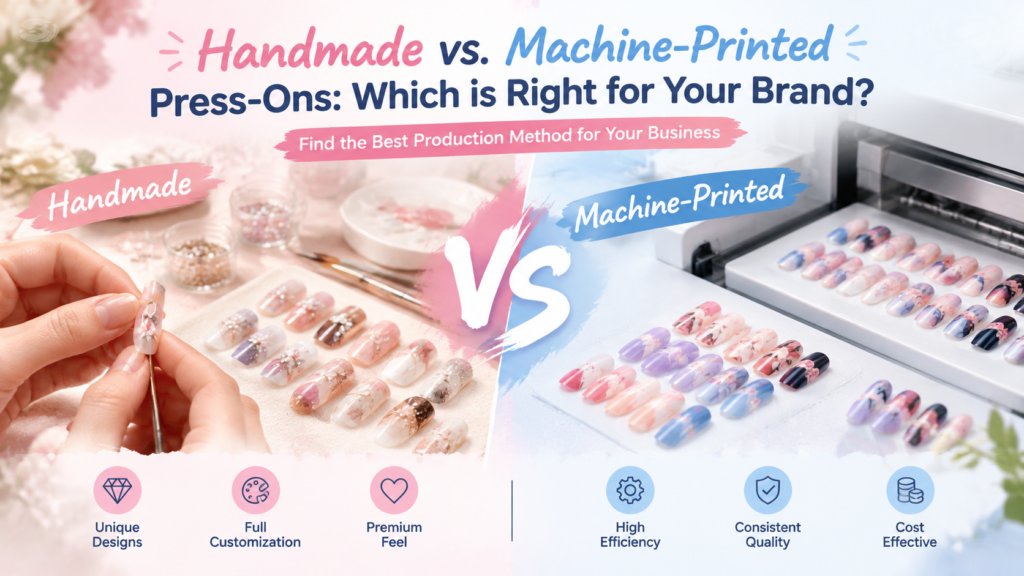 handmade vs machine printed press on nails wholesale supplier comparison