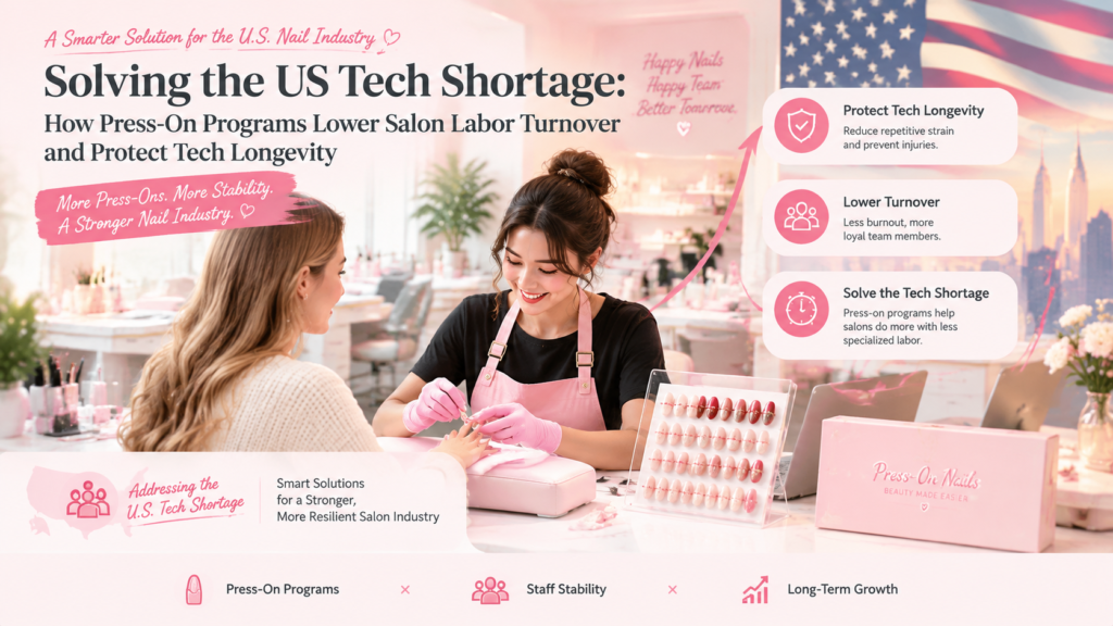 solutions to the US nail tech shortage and how to lower salon labor turnover with press-on nail programs